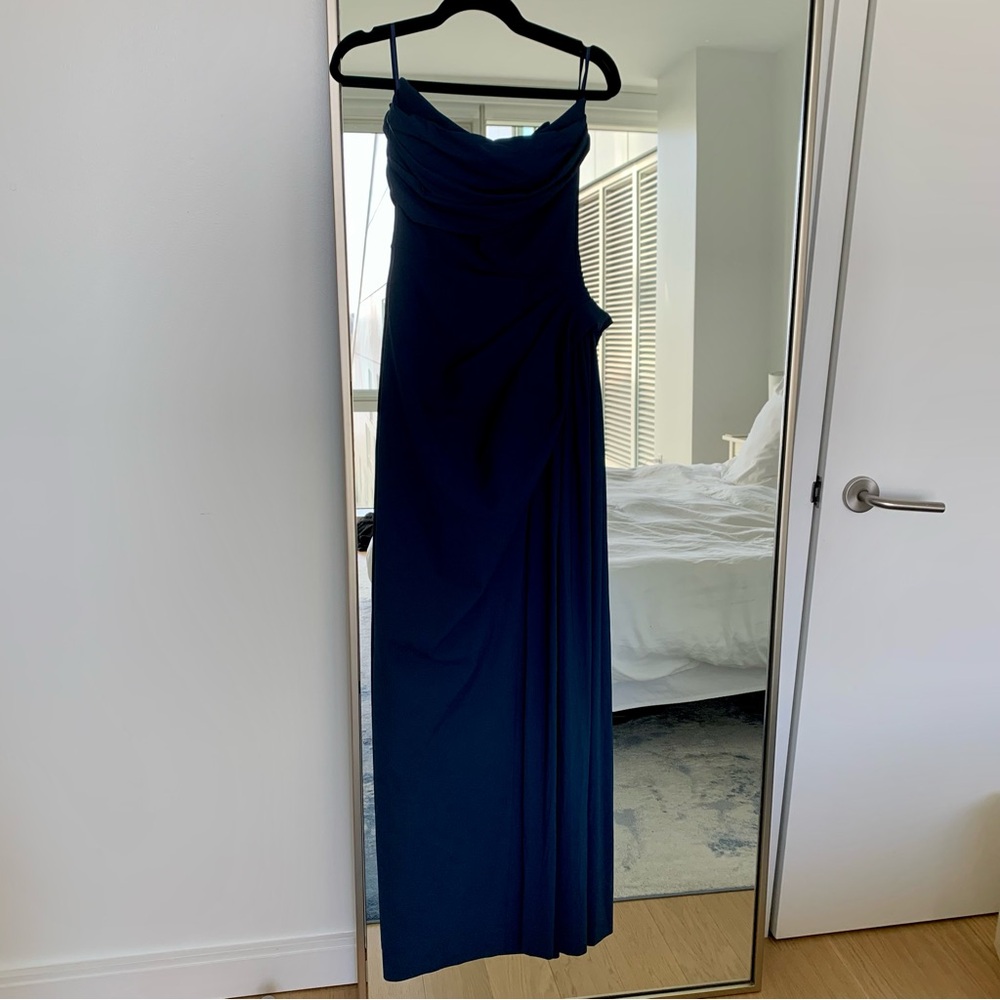 Chiara Boni La Petite Robe Dotai Strapless Navy Blue Gown NWT Size 40 IT / 4 US - Picture 3 of 8